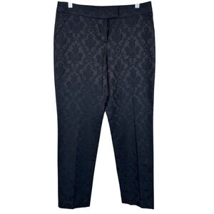 NWT Laundry Shelli Segal‎ Black Floral Jacquard Dress Pants Career Trousers